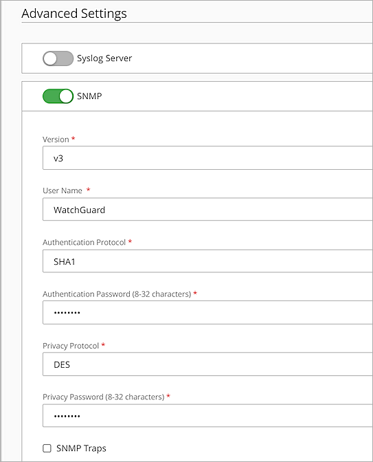 Screenshot of the SNMP configuration page for an AP